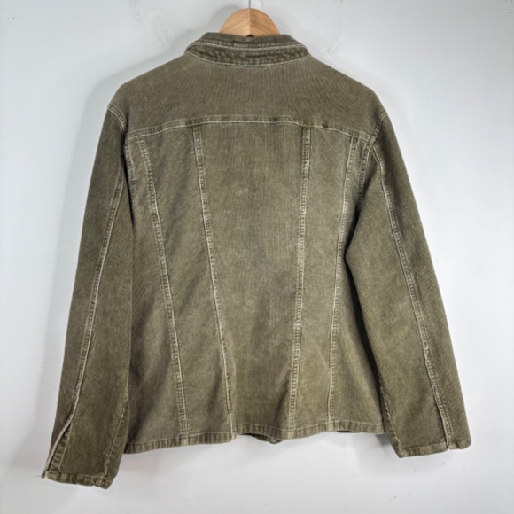 VTG 90s Sag Harbor Corduroy Jacket L Green Chore Coat Fall Retro Gilmore Friends - Picture 5 of 9
